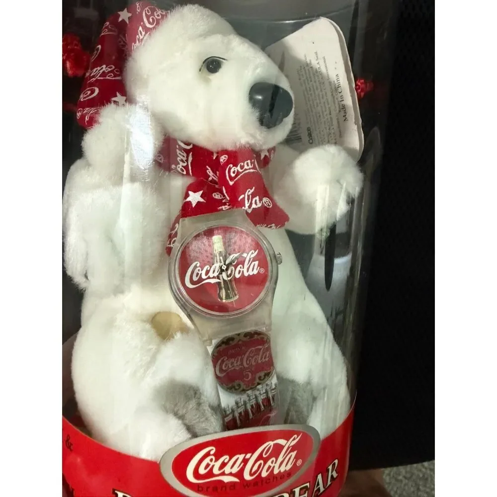 vtg Coca cola limed ed. polar bear plush with watch by cavanagh